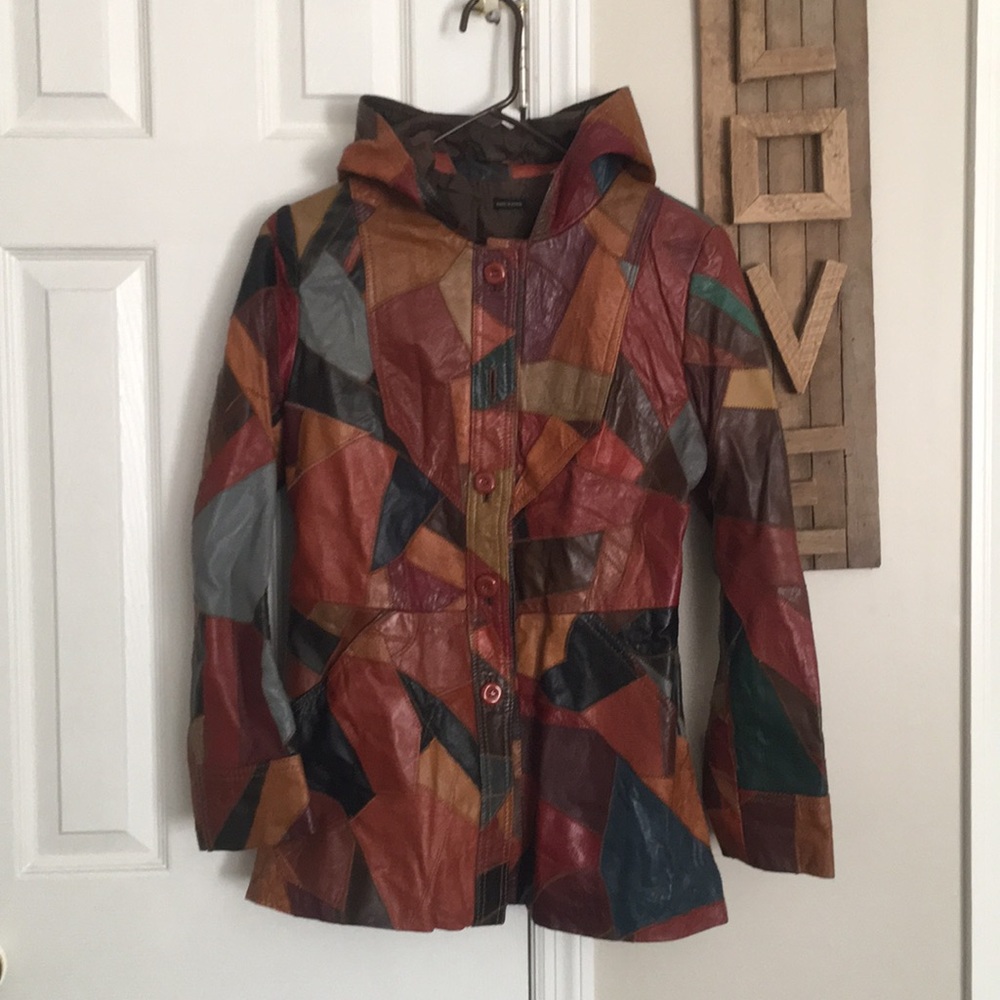 Vintage patchwork leather jacket!